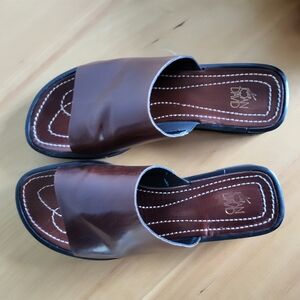 Brown Leather Slide Sandals for Women By Joan and David